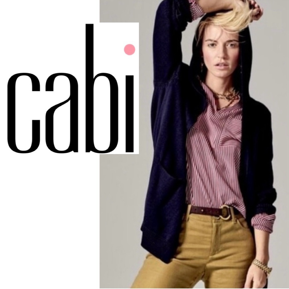 CABI Newport Hooded Cardigan Sweater 5275 Navy Open Front Academia Upscale Wmn M